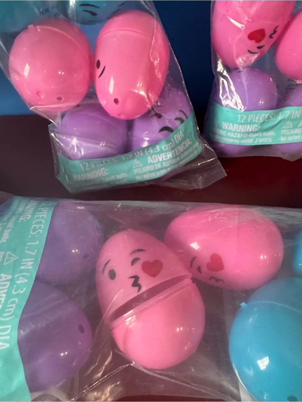 Colorful Plastic Easter Egg 4 Packs - 12 in each pack Multicolor Smiley Faces